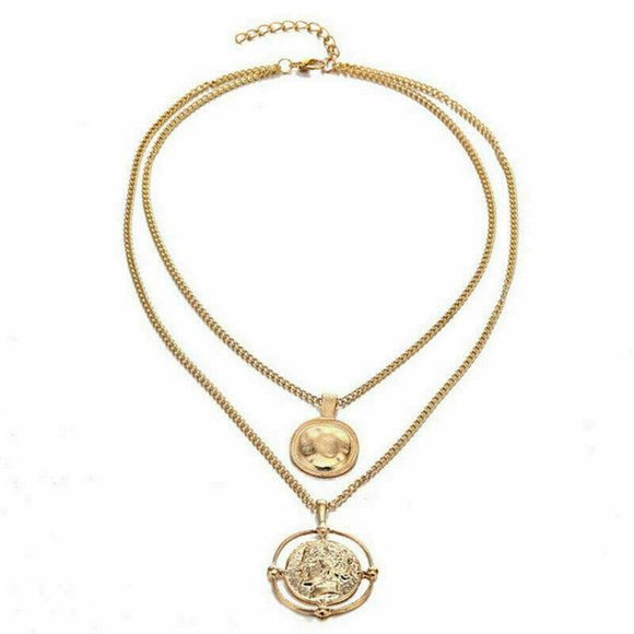 New Vintage Inspired Gold Roman Coin Necklace - Picture 3 of 3